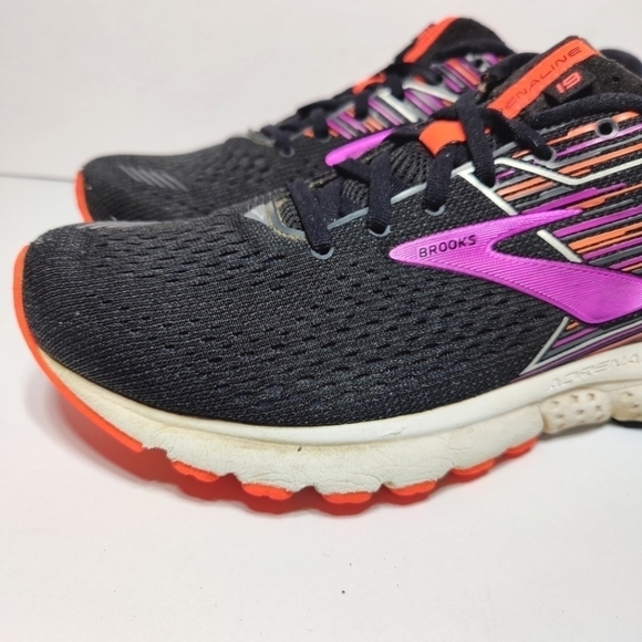 Brooks Adrenaline GTS 19 Black Pink Orange Women's Running Shoes Size 11.5B Med - Picture 5 of 9